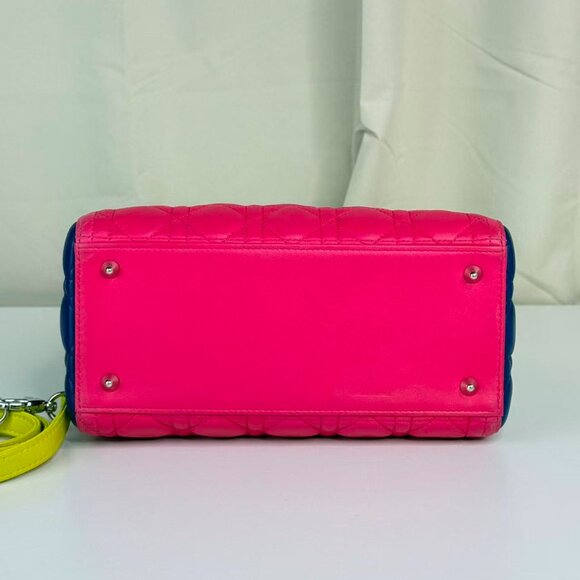 Dior Tri-color Leather Medium Lady Dior Shoulder Bag Tote - Picture 6 of 8